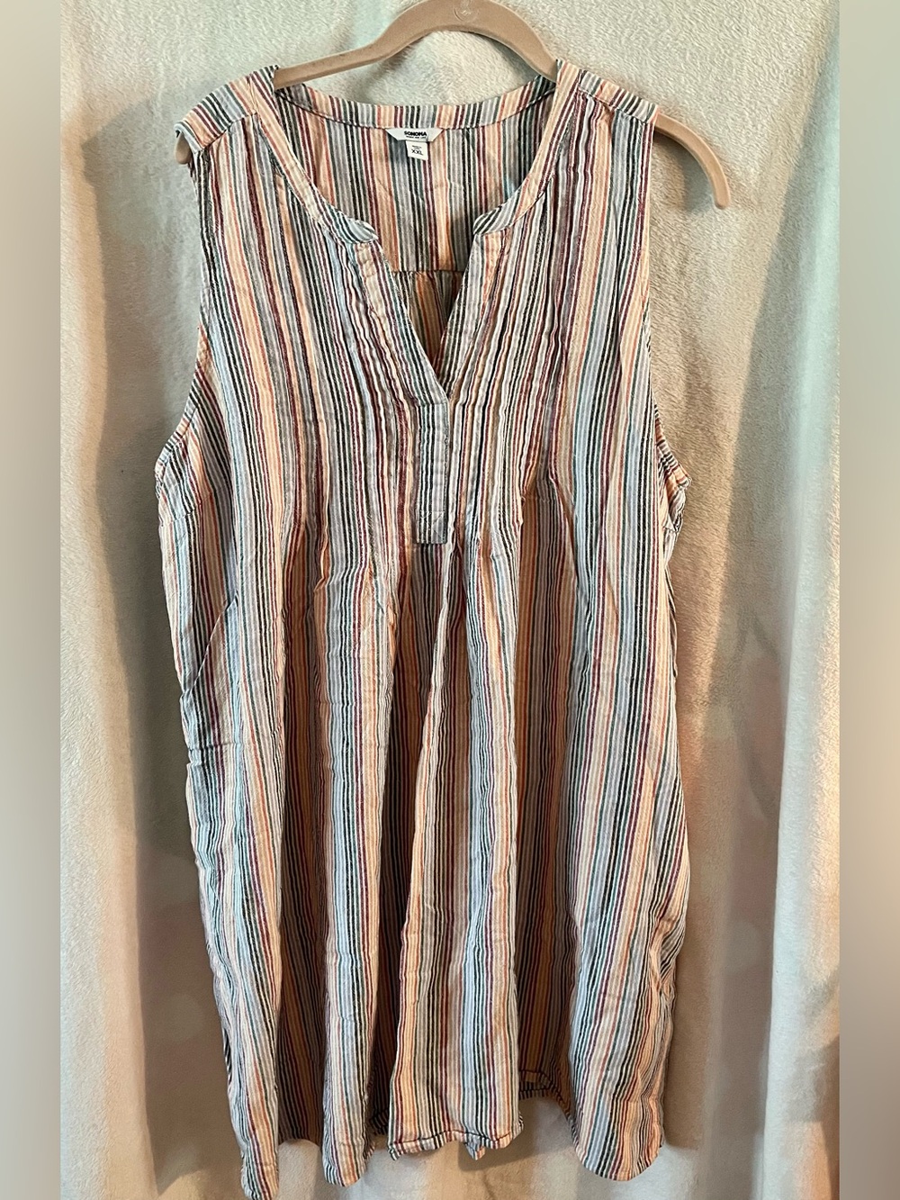 Lightweight Striped Sleeveless Summer Dress - Multicolor
